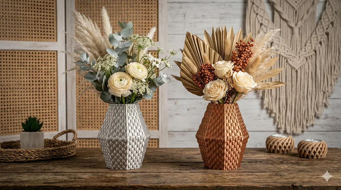 Bình Hoa Hình Học Phong Cách Boho Có Kết Cấu Độc Đáo - Image 1
