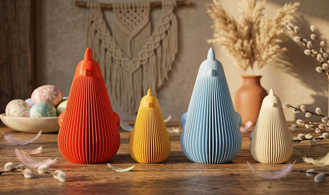 Tượng gà Easter phong cách hiện đại tối giản với họa tiết vân sọc - Image 1