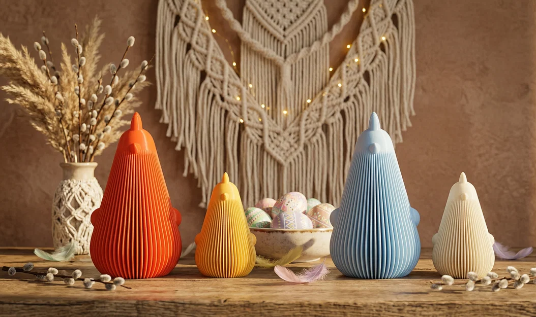 Tượng gà Easter phong cách hiện đại tối giản với họa tiết vân sọc - Image 4
