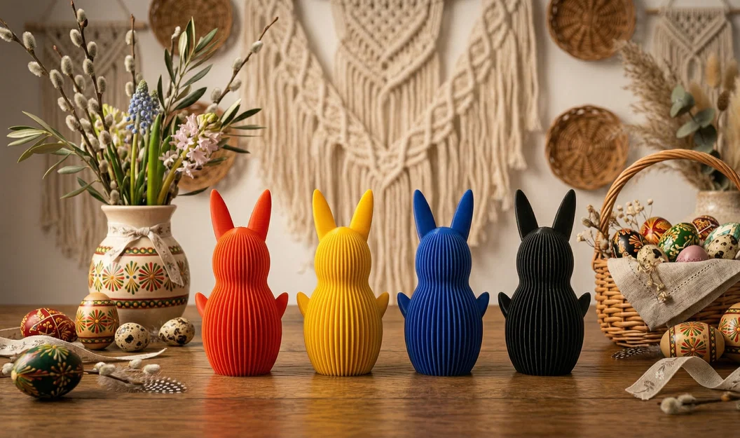 Tượng Thỏ Gân Phong cách Modern Boho – Trang trí Lễ Phục sinh - Image 3