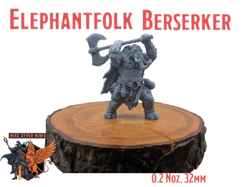 Elephantfolk Berserker - Mô hình thu nhỏ MGM sẵn sàng để in - Image 1