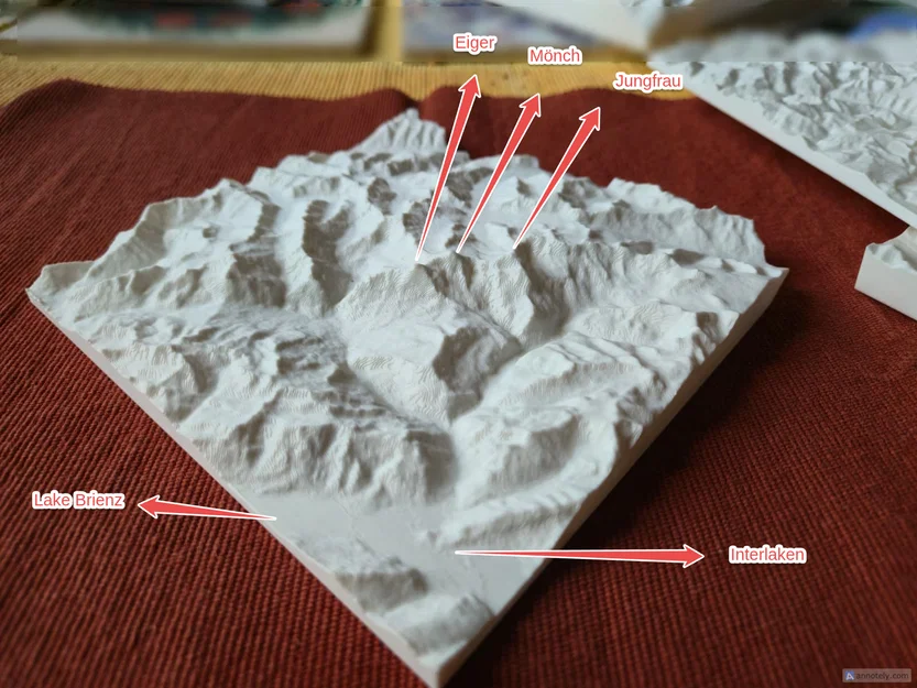 Mô hình địa hình 3D dãy núi Grindelwald - Eiger, Mönch, Jungfrau - Image 1