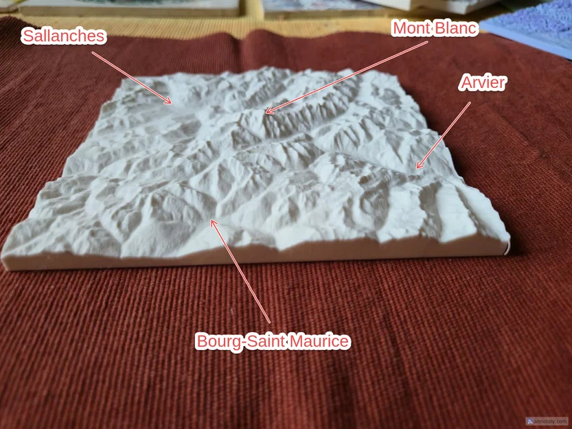 Mô hình địa hình 3D đỉnh núi Mont Blanc (Tỷ lệ 1:350 000) - Image 1