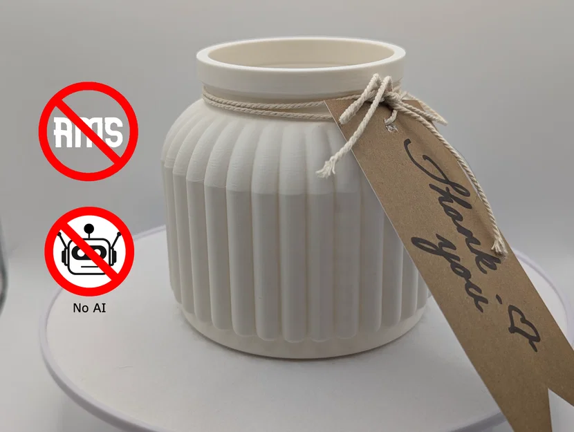 Chậu cây / Bình hoa có vân dọc hiện đại (Thiết kế thủ công) - Image 1