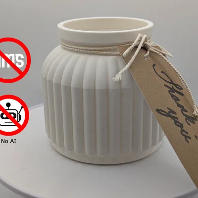 Chậu cây / Bình hoa có vân dọc hiện đại (Thiết kế thủ công)