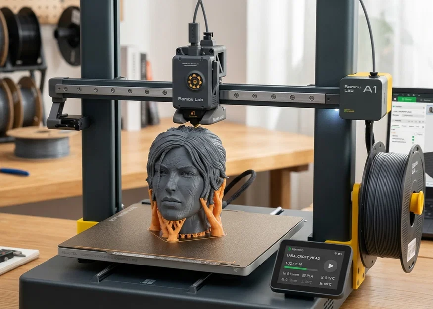 Mô hình tượng 3D đầu nhân vật Lara Croft cực kỳ chi tiết - Image 1