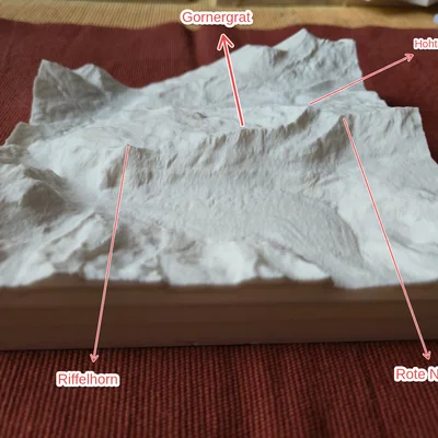 Mô hình địa hình 3D dãy núi Gornergrat (tỷ lệ 1:52 000)