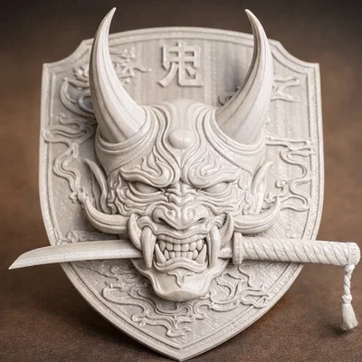 Mô hình 3D Mặt Nạ Oni Demon Gắn Tường Độc Đáo