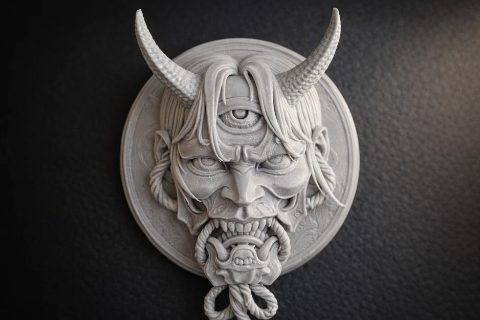 Mô hình treo tường mặt nạ quỷ Oni (Oni Mask) nghệ thuật - In 3D dễ dàng - Image 1