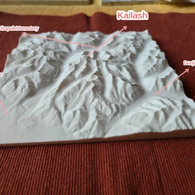 Mô hình địa hình 3D núi Kailash chi tiết tỷ lệ 1:120 000