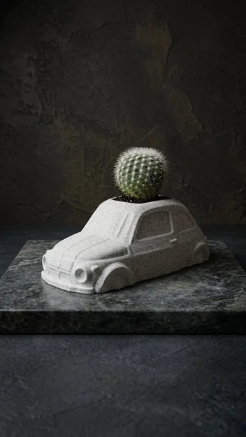 Chậu cây Fiat 500 – Vaso trang trí in 3D độc đáo - Image 1