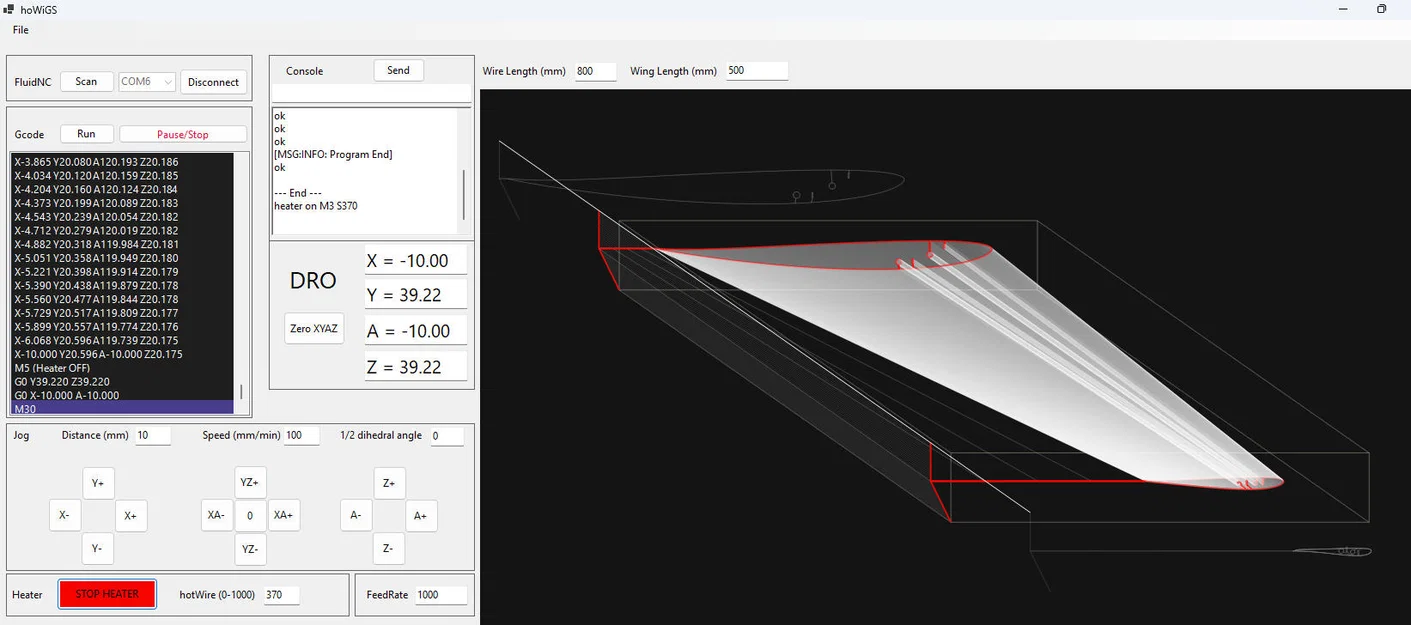 Wing Hot Wire CNC foam cutter & Gcode streamer - Image 1