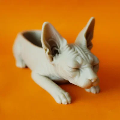 Khay đựng tiền xu trang trí hình mèo Sphynx