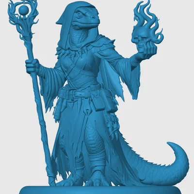 Mô hình Lizardfolk Warlock cho game RPG