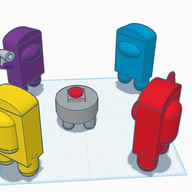 Mô hình 3D Among Us: 4 nhân vật và bàn họp khẩn cấp ấn tượng