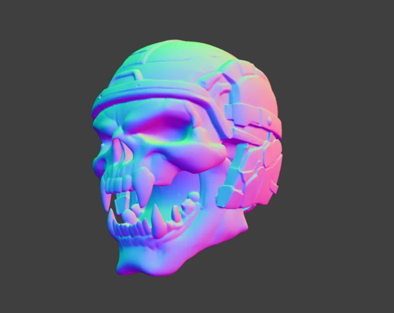 Mô hình đầu lâu đội mũ chiến thuật (Skull in a tactical helmet) 3D - Image 1