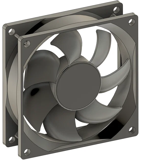 Mô hình 3D quạt tản nhiệt Kingwin 80mm CF-08LB (định dạng STEP) - Image 1