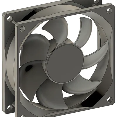 Mô hình 3D quạt tản nhiệt Kingwin 80mm CF-08LB (định dạng STEP)