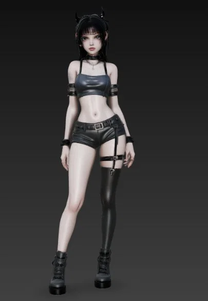 Mô hình 3D nhân vật nữ Emo quyến rũ có sừng (Sexy Emo Girl With Horns) - Image 4
