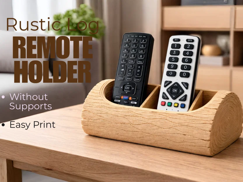 Ống Đựng Remote Hình Khúc Gỗ Rustic - Image 1