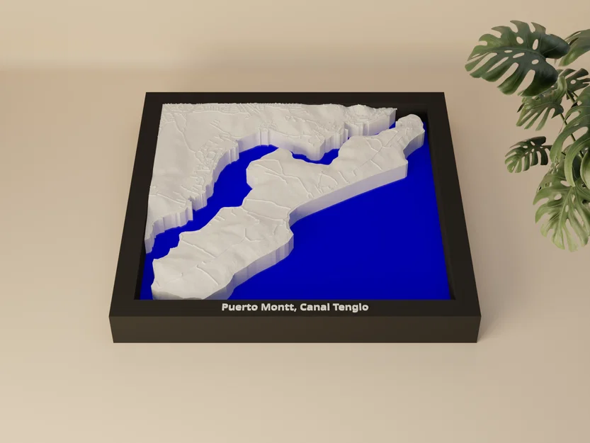 Puerto Montt, Canal Tenglo, Chile - Mô hình địa hình thu nhỏ 3D - Image 1