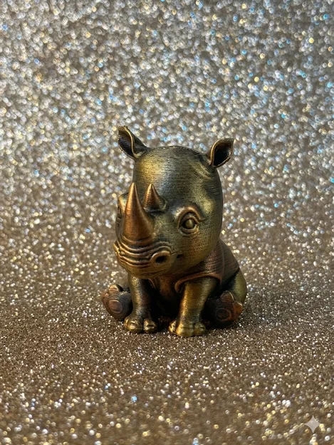 Tê Giác Chibi Kim Loại – Bản in nhỏ không cần support - Image 1