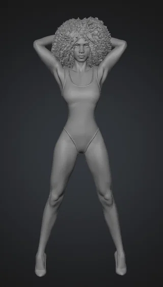 Mô hình 3D cô gái tóc xù (Afro girl) phong cách đầy ấn tượng - Image 1