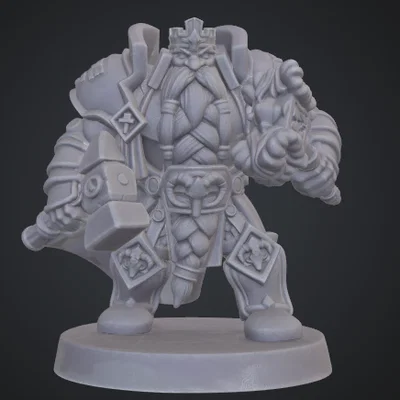 Mô hình người lùn Ironbeard Forgewarden cầm búa chiến 3D