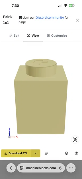 Mô hình gạch lắp ráp 1x1 (Lego-style) - Tự in 3D tại nhà - Image 1