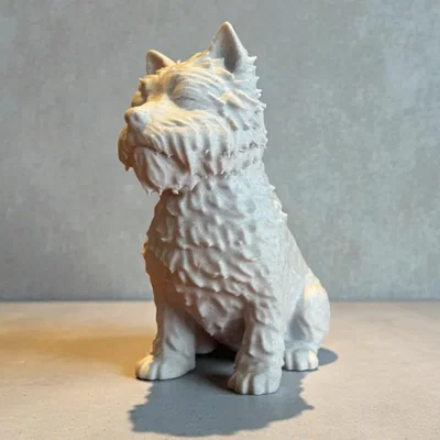 Tượng chú chó Cairn Terrier hoặc Westie phong cách tối giản Calm Companion