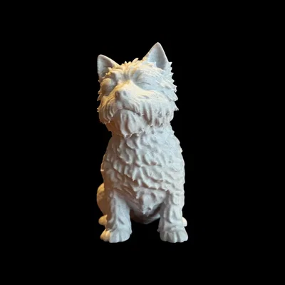 Tượng chú chó Cairn Terrier hoặc Westie phong cách tối giản Calm Companion