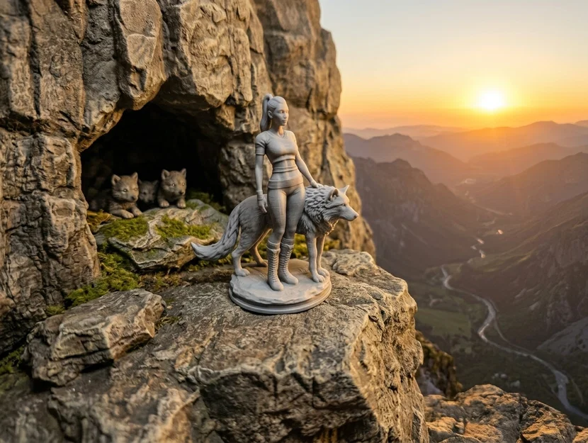Nữ chiến binh & Sói – Mô hình Fantasy quyến rũ - Image 1