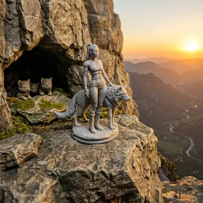 Nữ chiến binh & Sói – Mô hình Fantasy quyến rũ