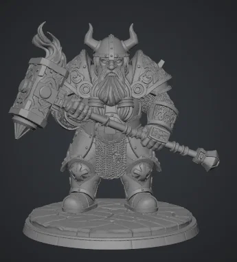Mô hình chiến binh lùn Runebreaker Dwarf cầm búa chiến D&D - Image 1