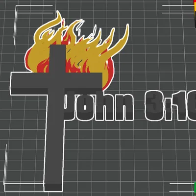 Mô hình in 3D Thánh giá rực lửa John 3:16 đầy ý nghĩa