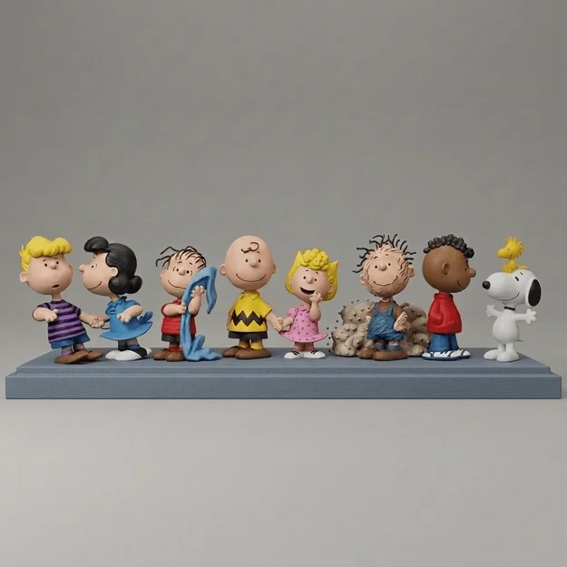 Mô hình 3D Charlie Brown và những người bạn Peanuts cổ điển - Image 1