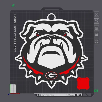Mặt dây chuyền logo Georgia Bulldogs in 3D phong cách cho fan thể thao