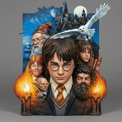Mô hình trang trí 3D Harry Potter Poster Scene độc đáo cho fan