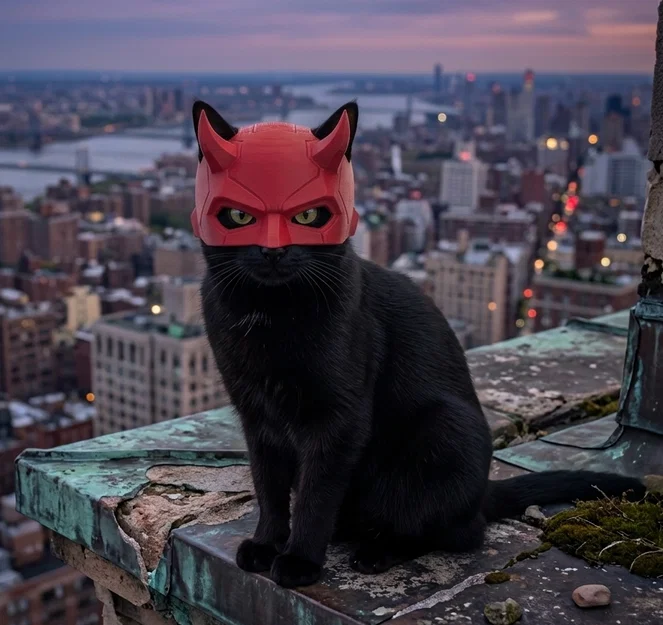 Mũ bảo hiểm cho mèo phong cách Daredevil - Image 1