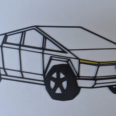 Mô hình trang trí tường Tesla Cybertruck in 3D hiện đại