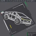 Mô hình trang trí tường Tesla Cybertruck in 3D hiện đại - Thumbnail 2