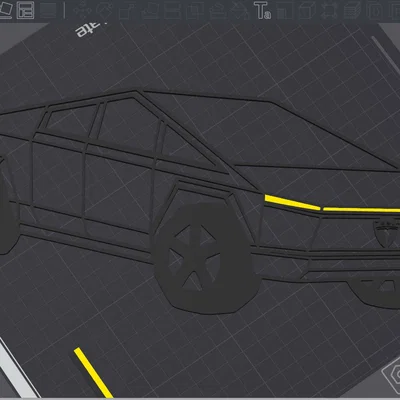 Mô hình trang trí tường Tesla Cybertruck in 3D hiện đại