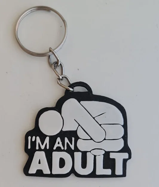 Móc khóa hài hước I'm an Adult - Phụ kiện 3D cho người trưởng thành - Image 1
