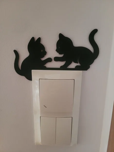 Trang trí công tắc đèn hình đôi mèo dễ thương (3D Printing Model) - Image 2