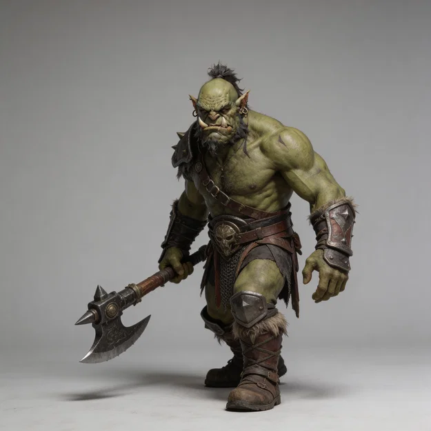 Mô hình chiến binh Ork cầm rìu (Ork Warrior with Axe 1) cho in 3D - Image 1