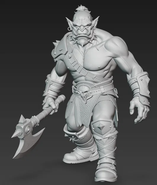 Mô hình chiến binh Ork cầm rìu (Ork Warrior with Axe 1) cho in 3D - Image 2