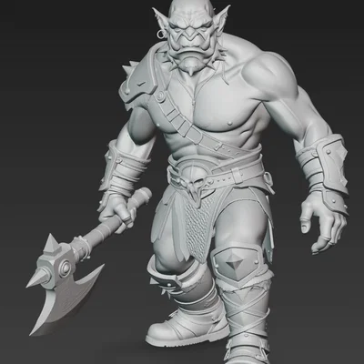 Mô hình chiến binh Ork cầm rìu (Ork Warrior with Axe 1) cho in 3D