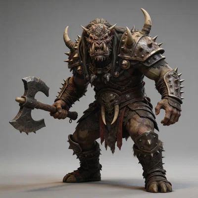 Mô hình 3D Chiến binh Ork cầm rìu dũng mãnh (Ork Warrior with Axe)