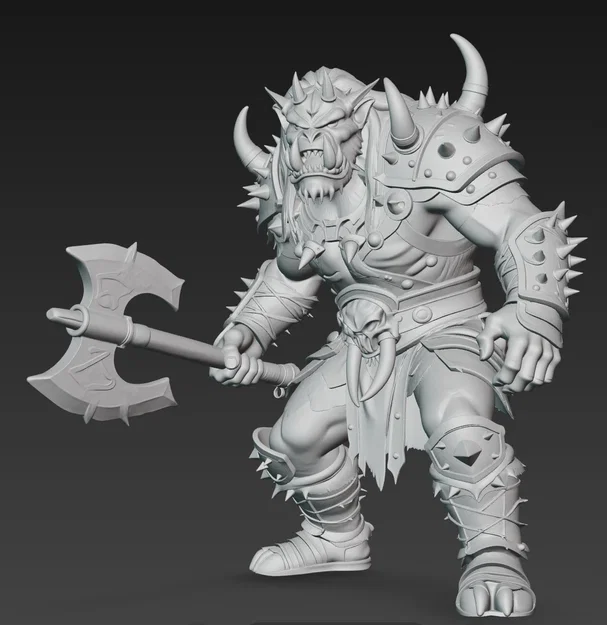 Mô hình 3D Chiến binh Ork cầm rìu dũng mãnh (Ork Warrior with Axe) - Image 2