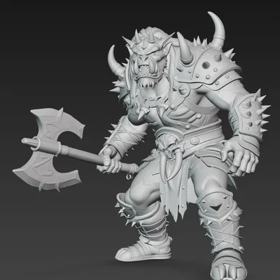 Mô hình 3D Chiến binh Ork cầm rìu dũng mãnh (Ork Warrior with Axe)